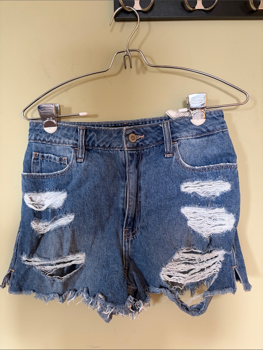 Hollister Ripped Medium Blue Denim Cutoff Shorts